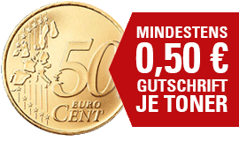 Mindestens 50 Cent Gutschrift je leere Tonerkartusche.