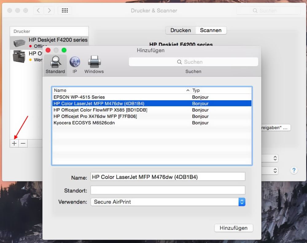 Standarddrucker installieren Mac