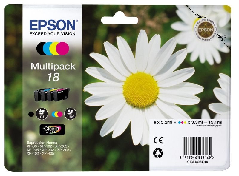 Epson Multipack 4 Farben 18 Claria Home Ink T1806