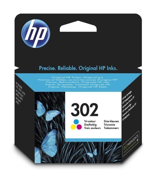 HP 302 original Tinte cyan, magenta, gelb - F6U65AE