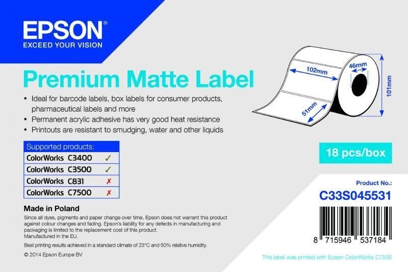 Premium Matte Label - Die-cut Roll - C33S045531
