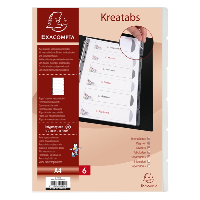Register A4 Leitz Grau - Mit 12 Trennblättern & Einsteckschildchen A4 Register Grau Leitz