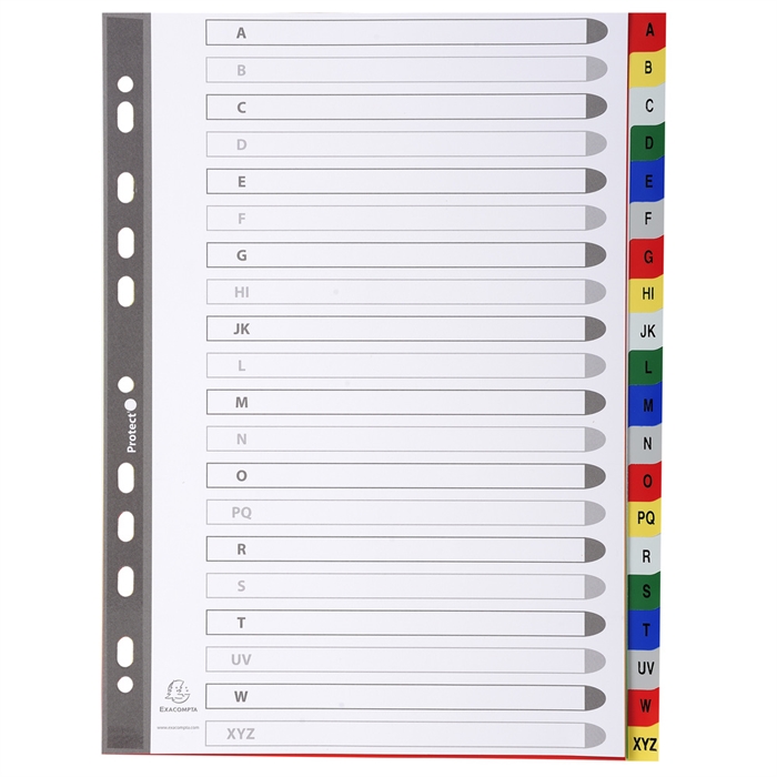 Register für Ordner und Ringbücher, aus PP, 20 Positionen, Taben A-Z